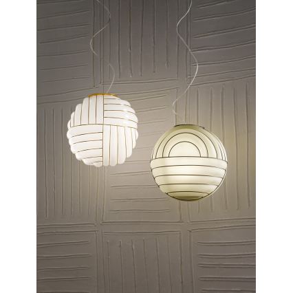 SIRU - Lámpara colgante CARTESIO 1xE27/60W/230V dorado/blanco Vidrio veneciano