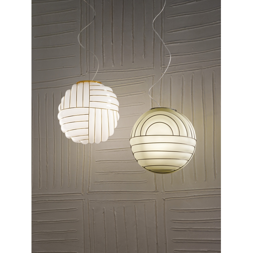 SIRU - Lámpara colgante CARTESIO 1xE27/60W/230V dorado/blanco Vidrio veneciano