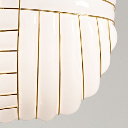 SIRU - Lámpara colgante CARTESIO 1xE27/60W/230V dorado/blanco Vidrio veneciano
