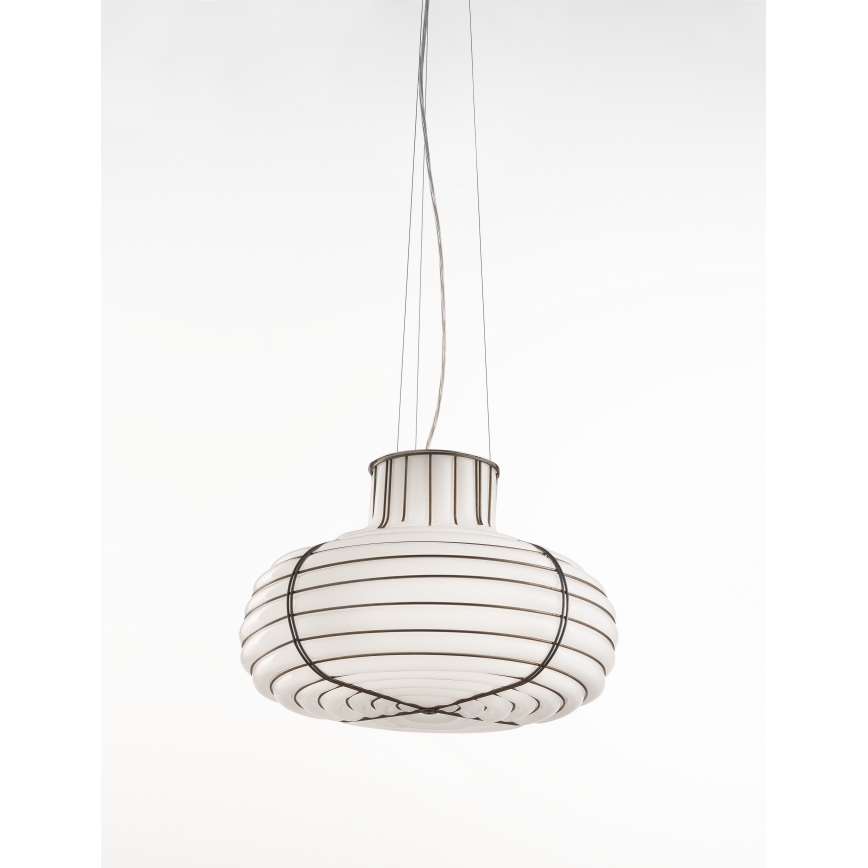 SIRU - Lámpara colgante CHAPEAU 2xE14/40W/230V cromo mate/blanco vidrio veneciano