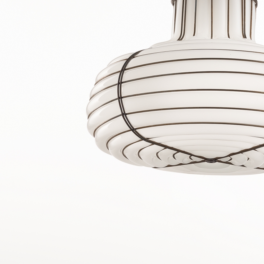 SIRU - Lámpara colgante CHAPEAU 2xE14/40W/230V cromo mate/blanco vidrio veneciano