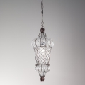 SIRU - Lámpara colgante con cadena BABÀ 1xE27/60W/230V diá. 30 cm transparente/marrón Vidrio veneciano