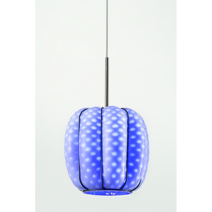 SIRU - Lámpara colgante NEST 3xE27/60W/230V naranja/azul/verde Vidrio veneciano