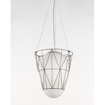 SIRU - Lámpara colgante SEGNI 1xE27/60W/230V negro/blanco Vidrio veneciano