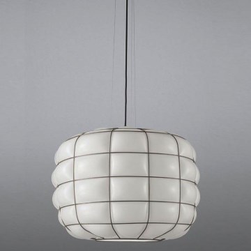 SIRU - Lámpara colgante TERRA 1xE27/60W/230V negro/blanco Vidrio veneciano