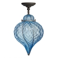 SIRU - Lámpara de techo GOCCIA 1xE27/60W/230V diá. 25 cm azul/marrón Vidrio veneciano