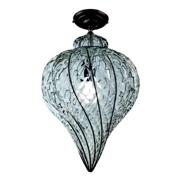 SIRU - Lámpara de techo GOCCIA 1xE27/60W/230V diá. 25 cm transparente/marrón Vidrio veneciano