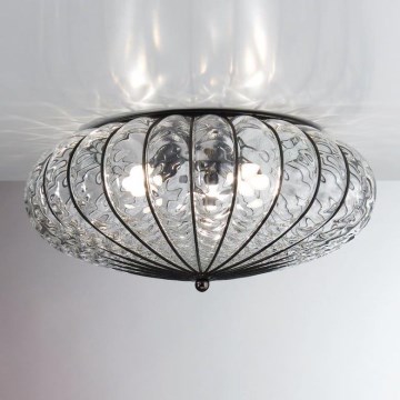 SIRU - Plafón ACCADEMIA 3xE27/60W/230V transparente/negro Vidrio veneciano