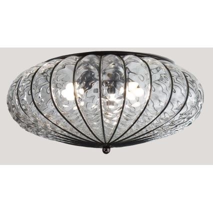 SIRU - Plafón ACCADEMIA 3xE27/60W/230V transparente/negro Vidrio veneciano