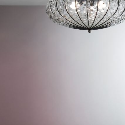 SIRU - Plafón ACCADEMIA 3xE27/60W/230V transparente/negro Vidrio veneciano