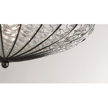 SIRU - Plafón ACCADEMIA 3xE27/60W/230V transparente/negro Vidrio veneciano