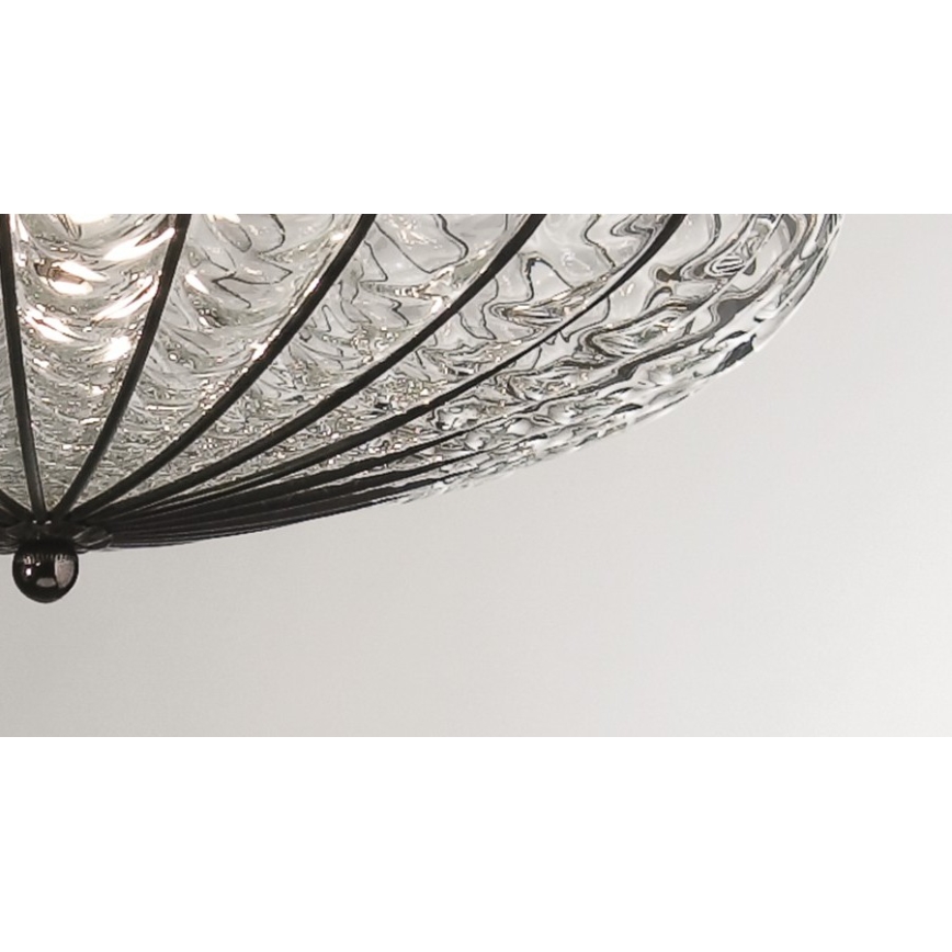 SIRU - Plafón ACCADEMIA 3xE27/60W/230V transparente/negro Vidrio veneciano