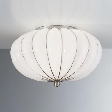 SIRU - Plafón GIOVE 2xE14/40W/230V diá. 29 cm cromo mate/blanco vidrio veneciano