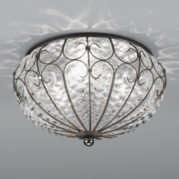 SIRU - Plafón SAN TOMÀ 3xE14/40W/230V transparente/cromo mate vidrio veneciano