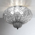 SIRU - Plafón SULTANO 3xE14/40W/230V Ø 34 cm cristal transparente/negro vidrio veneciano