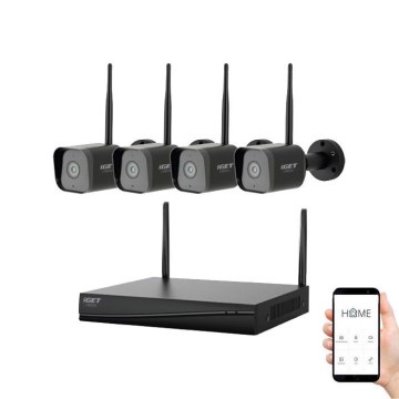 Sistema de videovigilancia inteligente + 4 cámaras con sensor 2K+ 12V IP65 Wi-Fi Tuya