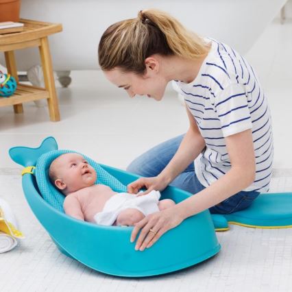 Skip Hop - Bañera infantil con almohadilla ergonómica MOBY 3 azul