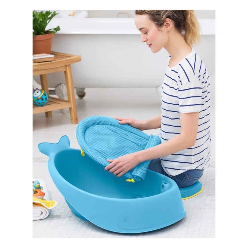 Skip Hop - Bañera infantil con almohadilla ergonómica MOBY 3 azul