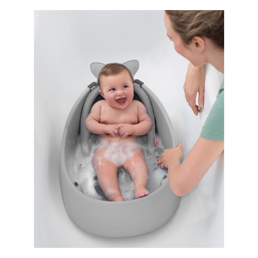 Skip Hop - Bañera infantil con almohadilla ergonómica MOBY 3 gris