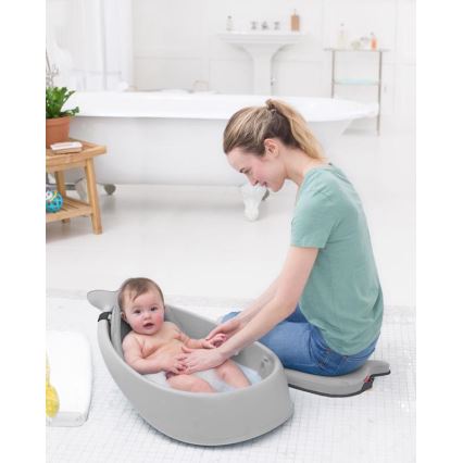 Skip Hop - Bañera infantil con almohadilla ergonómica MOBY 3 gris