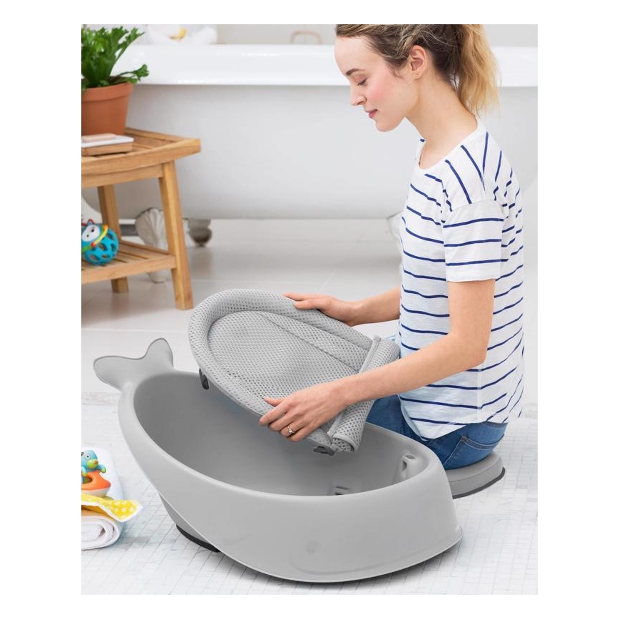 Skip Hop - Bañera infantil con almohadilla ergonómica MOBY 3 gris