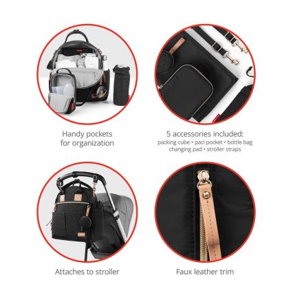 Skip Hop - Mochila cambiadora 6 en 1 SUITE SET para cochecito negra
