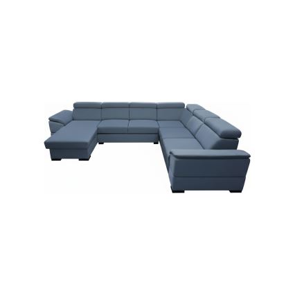 Sofá cama con esquinero universal en U y arcón de almacenamiento GRANADA azul