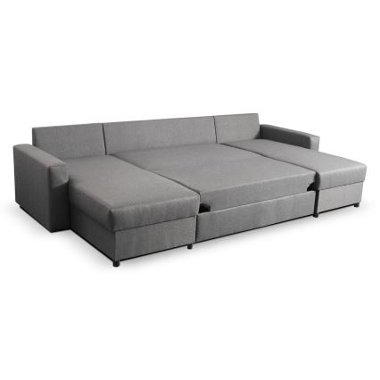 Sofá cama convertible en U con amplio espacio de almacenamiento JANISE, gris