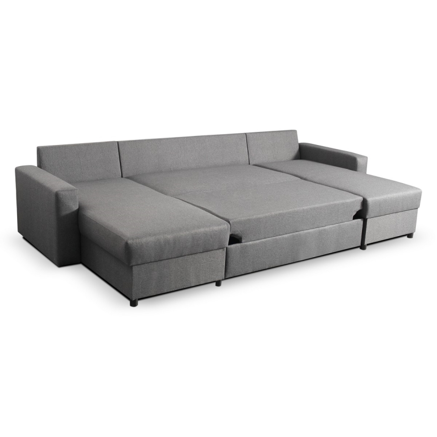 Sofá cama convertible en U con amplio espacio de almacenamiento JANISE, gris