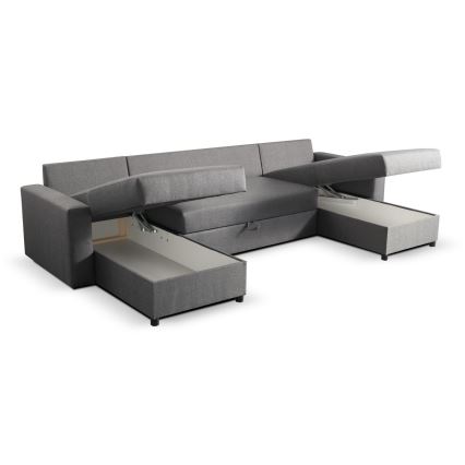 Sofá cama convertible en U con amplio espacio de almacenamiento JANISE, gris