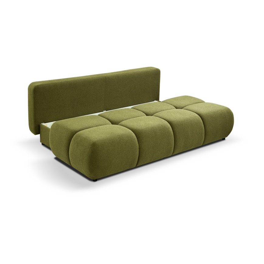 Sofá cama de 3 plazas con espacio de almacenamiento NUORO, color verde