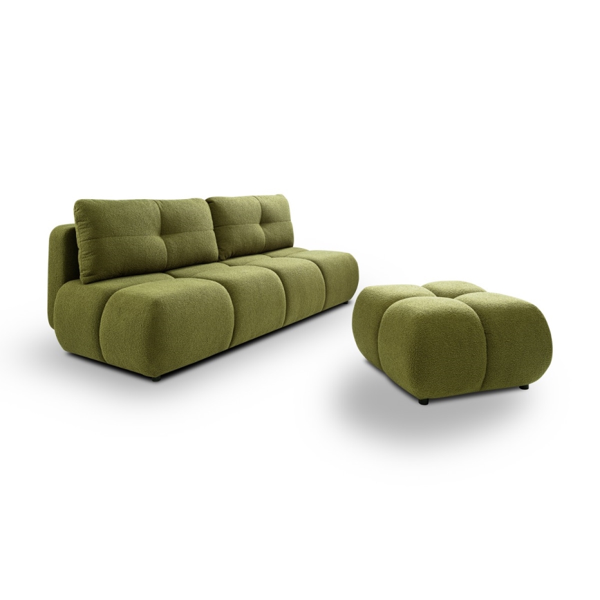 Sofá cama de 3 plazas con espacio de almacenamiento NUORO, color verde