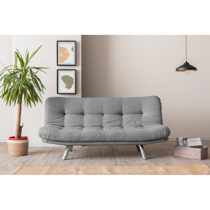 Sofá cama de dos plazas BINA gris claro