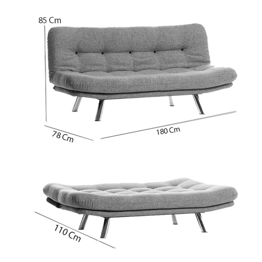 Sofá cama de dos plazas BINA gris claro