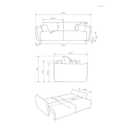 Sofá cama de dos plazas FRIDA marrón