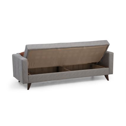 Sofá cama de tres plazas KORFU gris claro