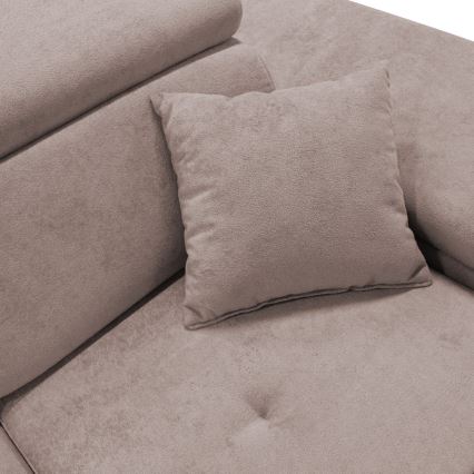 Sofá cama esquinero en L CASTELO, con arcón integrado, orientación derecha, beige