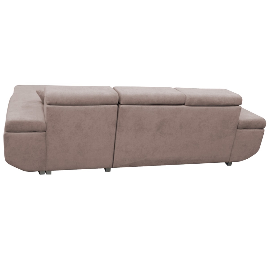 Sofá cama esquinero en L CASTELO, con arcón integrado, orientación derecha, beige
