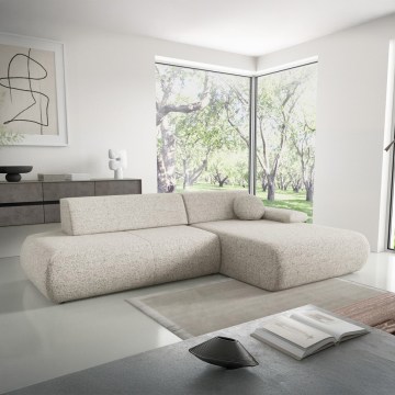 Sofá cama esquinero en L con espacio de almacenamiento PRATO, lado derecho, beige