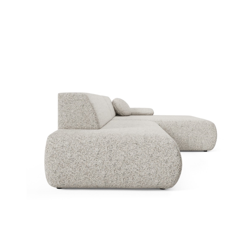 Sofá cama esquinero en L con espacio de almacenamiento PRATO, lado derecho, beige