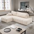 Sofá cama esquinero en L DESIO con arcón, orientación izquierda, beige