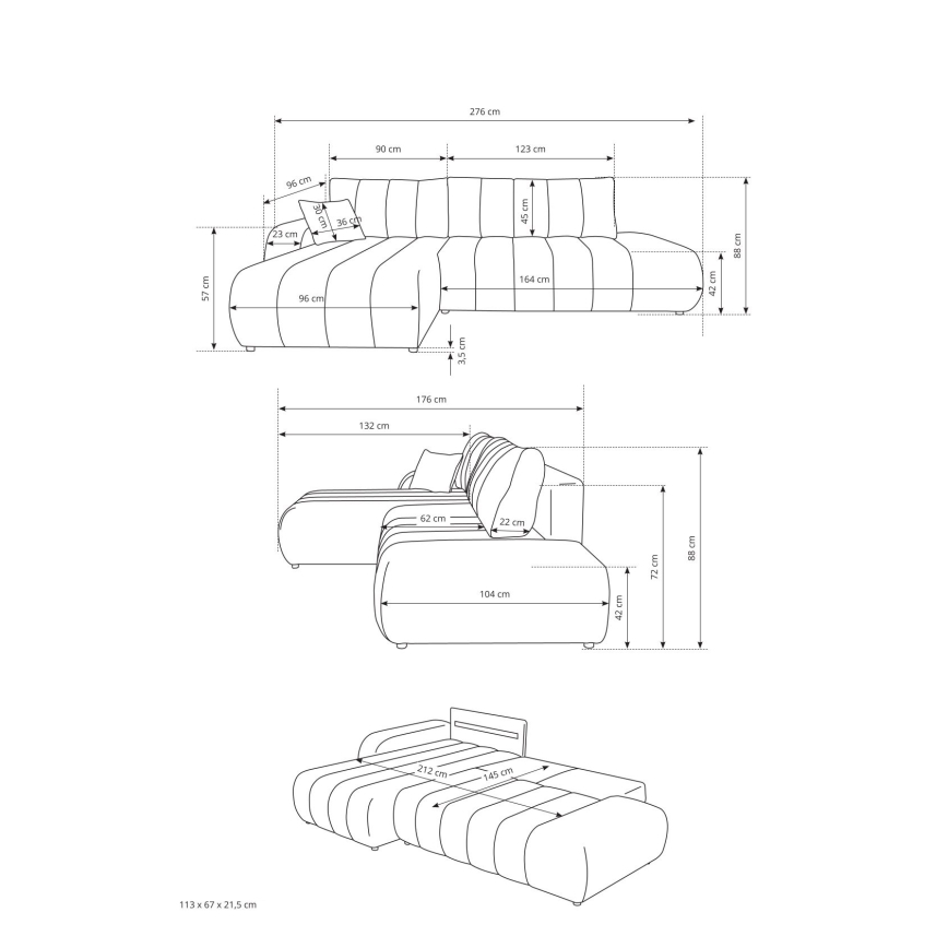 Sofá cama esquinero en L DESIO con arcón, orientación izquierda, beige