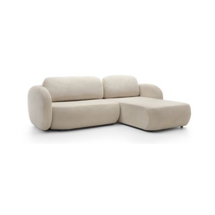 Sofá cama esquinero en L OLBIA con almacenamiento integrado, orientación derecha, beige