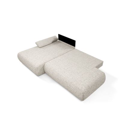 Sofá cama esquinero en L PRATO con arcón, versión izquierda, beige