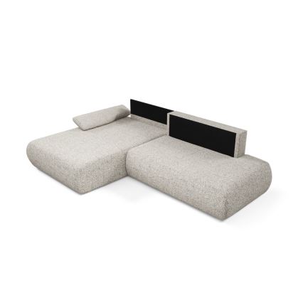 Sofá cama esquinero en L PRATO con arcón, versión izquierda, beige