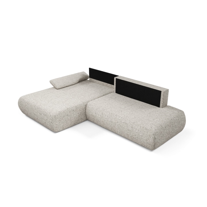Sofá cama esquinero en L PRATO con arcón, versión izquierda, beige