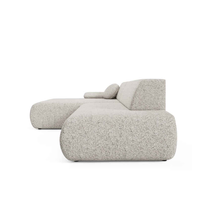 Sofá cama esquinero en L PRATO con arcón, versión izquierda, beige