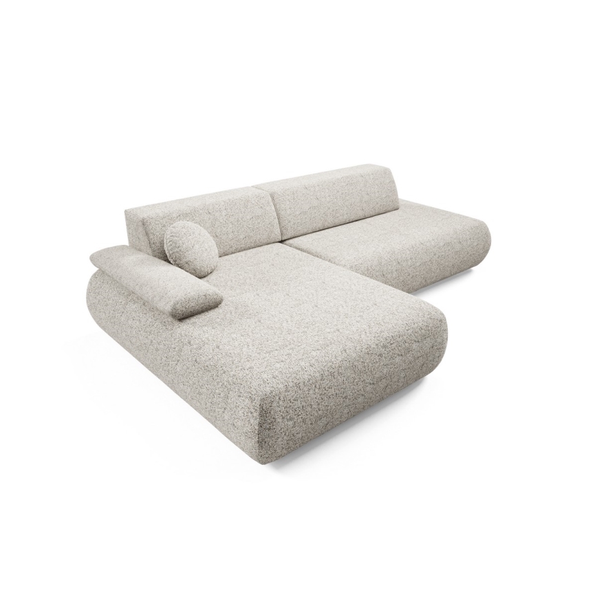 Sofá cama esquinero en L PRATO con arcón, versión izquierda, beige