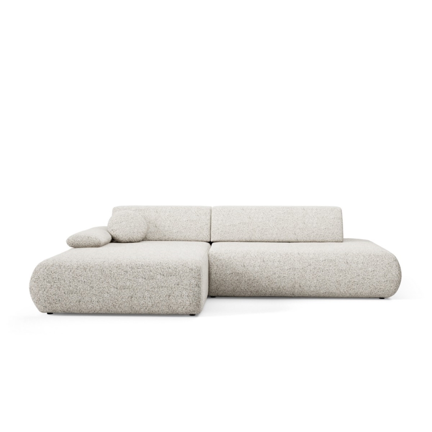 Sofá cama esquinero en L PRATO con arcón, versión izquierda, beige
