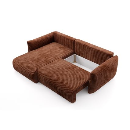 Sofá esquinero cama reversible en L FRIDA, con espacio de almacenamiento, marrón